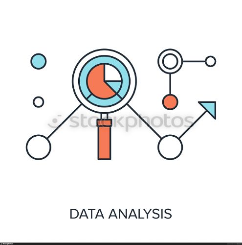 Vector illustration of data analysis flat line design concept.