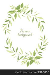 Vector illustration of decoration branches witt leaves. Wreath with tree branches with place for text. Decoration branches with leaves