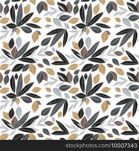 Vector illustration of decoration leaves. Seamless pattern with leaves . Natural background template with branches, leaf decoration.. Decoration branches with leaves