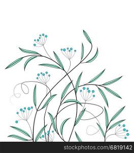 Vector illustration of decorations wildflowers, floral background