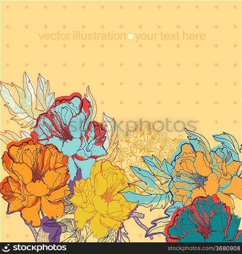 vector illustration of decorative blooming roses