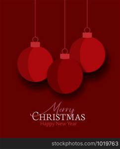 Vector illustration of decorative Christmas balls, ornaments. Christmas background, card
