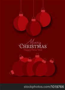 Vector illustration of decorative Christmas balls, ornaments. Christmas background, card. Decorative Christmas balls