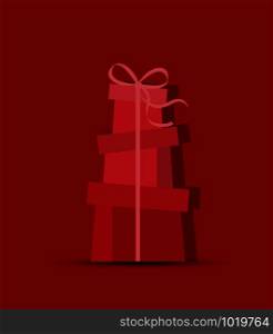 Vector illustration of decorative Christmas gifts, presents. Christmas background, card. Decorative Christmas gifts