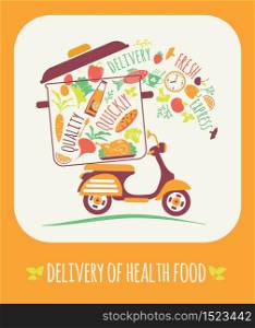 Vector illustration of Delivery of a healthy food. Elements for design. Vector illustration of Delivery of a healthy food.