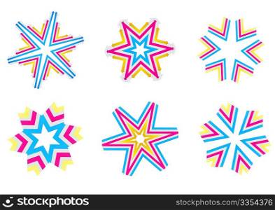 Vector illustration of design elements. Set of star shapes