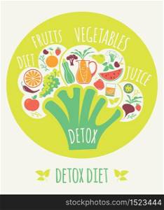 Vector illustration of Detox diet. Elements for design. Vector illustration of Detox diet.