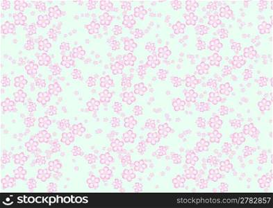 Vector illustration of different size sakura flowers pattern on the navy blue background