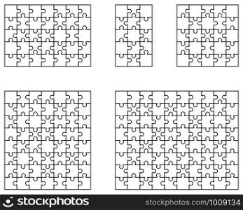 Vector illustration of different white puzzles, separate pieces