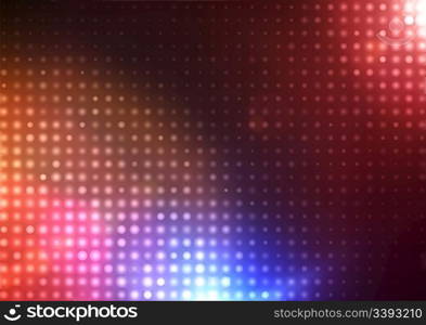Vector illustration of disco lights dots pattern on red background