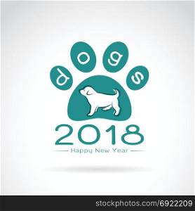 Vector illustration of dog, 2018 new year card, Logo dog. Year of the dog. Labrador puppies