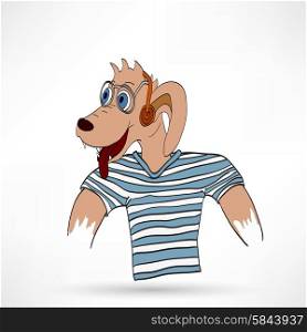 vector illustration of dressed up dog