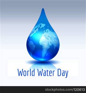 Vector illustration of Earth blue drop. World Water Day concept. Earth blue drop