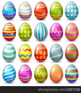 Vector illustration of Easter eggs collection on a white background