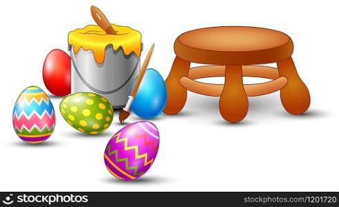 Vector illustration of Easter eggs painting set