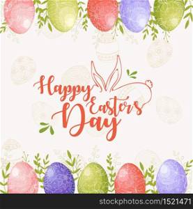 Vector illustration of Easter frame background with Happy easter text