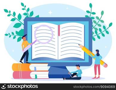 Vector illustration of educational concept in support of literary field. Life improvement strategies with learning psychological self-confidence and inspirational guides. Social quality skills method.