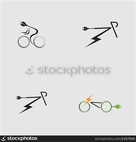 vector illustration of electric bicycle logo set on gray background