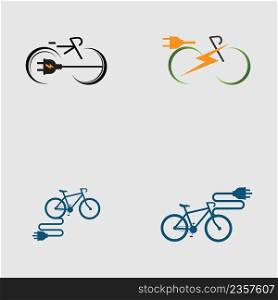 vector illustration of electric bicycle logo set on gray background