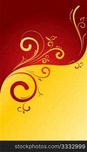 Vector illustration of elegant golden and red floral background