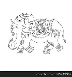 Vector illustration of elephant in ethnic style. Indian style decorated ornate elephant.. Vector illustration of elephant in ethnic style. Indian style decorated ornate elephant
