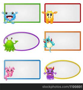 Vector illustration of Empty frame with little monster character
