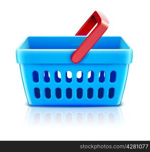 Vector illustration of empty supermarket shopping basket isolated on white background.