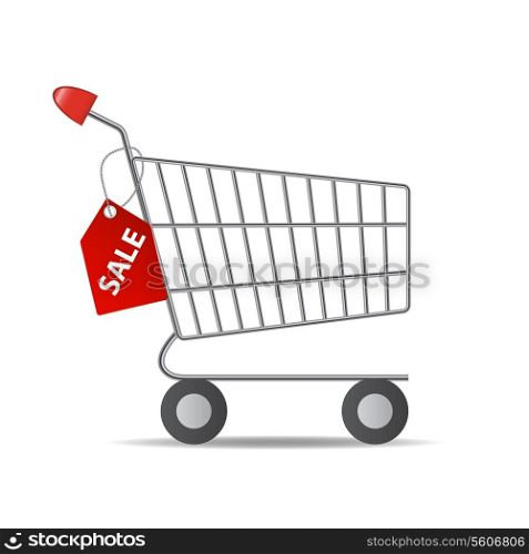 Vector Illustration of Empty Supermarket Shopping Cart Icon Isolated on White Background.