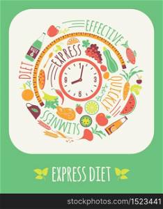 Vector illustration of Express Diet. Elements for design. Vector illustration of Express Diet.