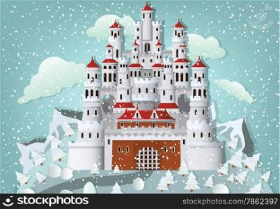 Vector illustration of fairytale castle
