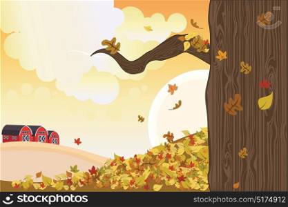 Vector illustration of falling leaves during autumn season