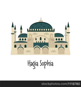 Vector illustration of famous Istanbul landmark Hagia Sophia isolated on white background. Vector illustration of Hagia Sophia in Istanbul