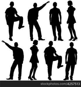 Vector illustration of fashion people silhouette. Isolated on white.
