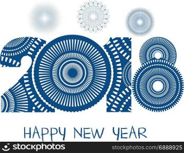 Vector illustration of fireworks. Happy new year 2018 theme