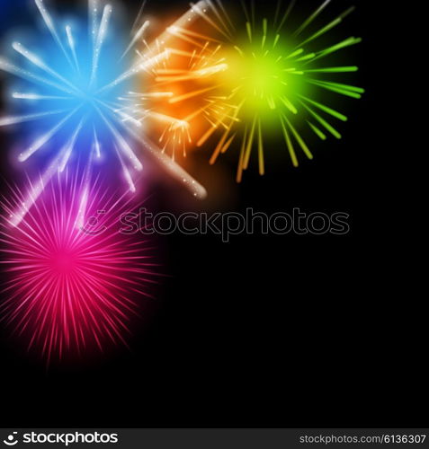 Vector Illustration of Fireworks, Salute on a Dark Background EPS10