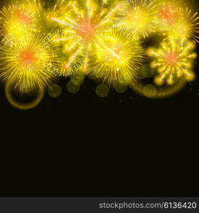 Vector Illustration of Fireworks, Salute on a Dark Background EPS10