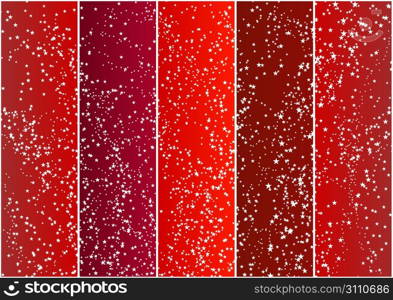 Vector illustration of five red gradient banners full of beautiful Christmas stars.