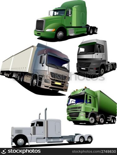 Vector illustration of five trucks