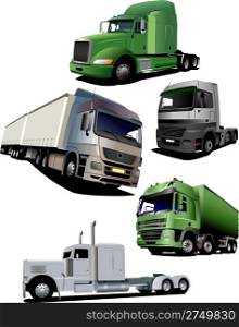 Vector illustration of five trucks