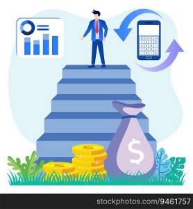 Vector illustration of flat style entrepreneurial concept. Business, business and career ideas. Success in trying.