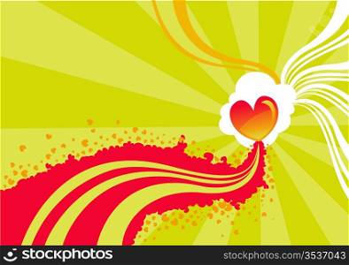Vector illustration of Flirty background of stylized hearts and waves