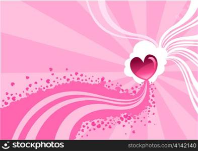 Vector illustration of Flirty background of stylized hearts and waves
