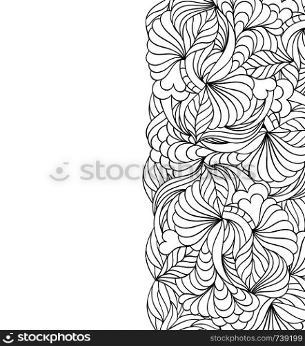Vector illustration of floral abstract pattern.Coloring page for adult.. abstract hand drawn pattern