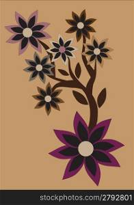 Vector illustration of floral abstract retro background. Includes flowers in the different colours and sizes.