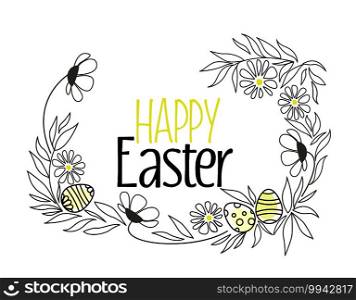 Vector illustration of floral decoration silhouettes with eggs. Easter background. floral decoration silhouettes with eggs