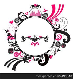 Vector illustration of floral, funky frame with a blank space for your own text.