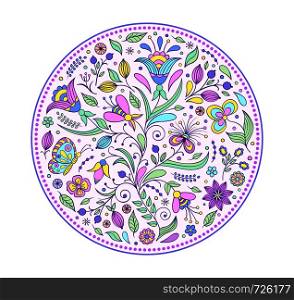 Vector illustration of floral hand drawn colorful pattern