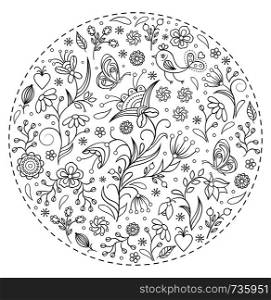 Vector illustration of floral hand drawn pattern