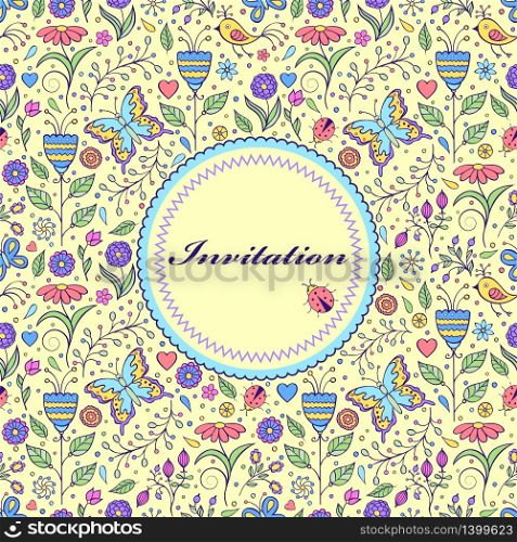 Vector illustration of floral invitation card ( or place your text)