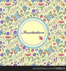 Vector illustration of floral invitation card ( or place your text)